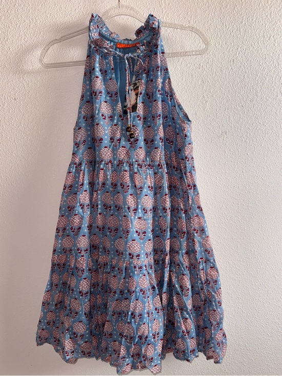 NEW Oliphant Sleeveless Tiered Short Dress, Kerala blue/pink Sz: Medium - Picture 3 of 8